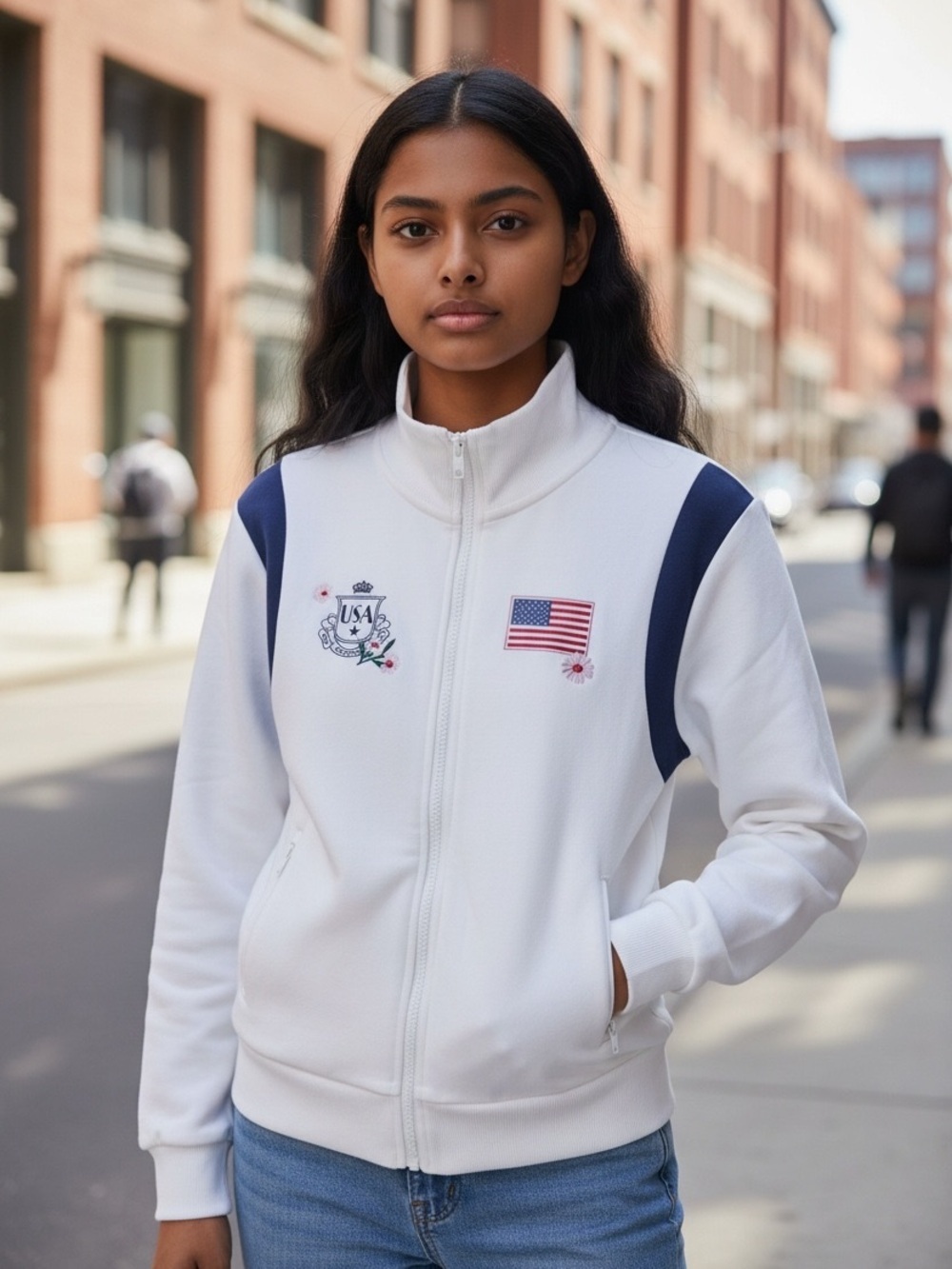Women’s USA Fleece Athletic Zip Up Sweatshirt. Sz 1X